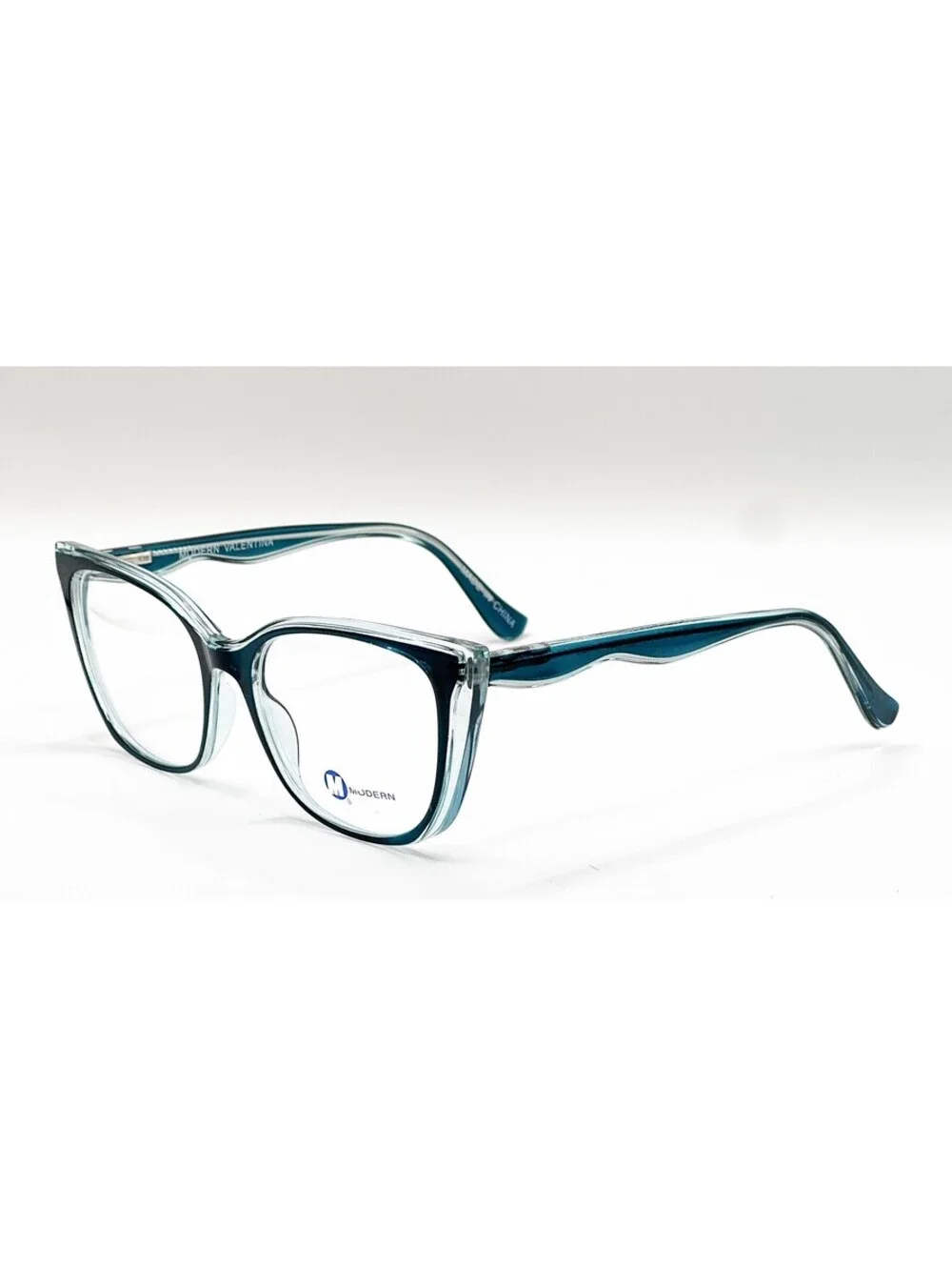 Modern Valentina Teal Crystal Cat Eye Authentic Eyeglass Frames 54-18-145